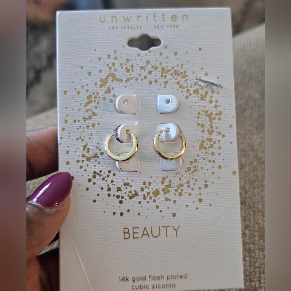 Unwritten 14k Gold Plated Hoop Earrings New Women